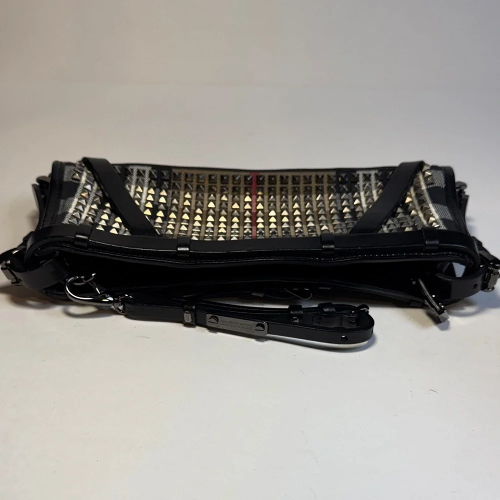 Burberry Prorsum Studded House Check Clutch with Wristlet Strap